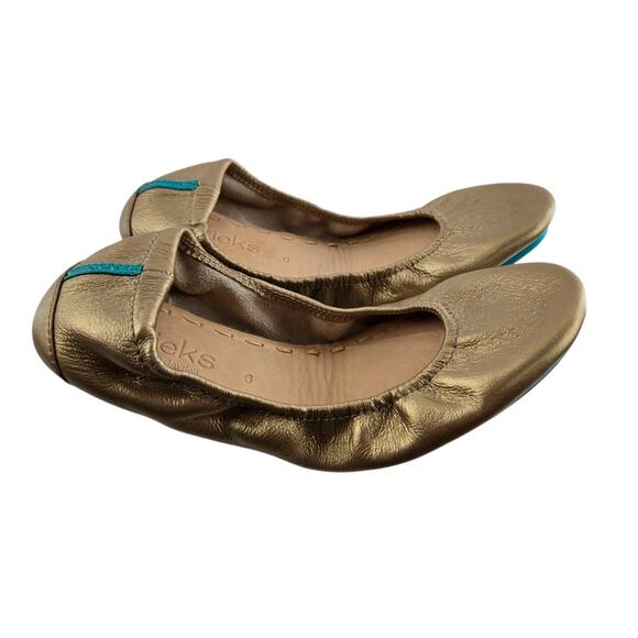 Tieks Ballet Flats Womens 6 Metallic Gold Bronze Leather Balletcore Travel - Picture 2 of 10